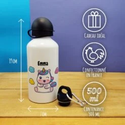 Gourde Personnalisée - Licorne - Cadeau Rentrée Scolaire Pourfille -Décoration de Noël Rentree scolaire Anniversaire le prenom de votre enfant Licorne gourde petite informations