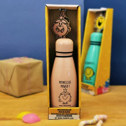 Bouteille Isotherme Et Porte Clé - Mme Princesse - Monsieur Madame -Décoration de Noël bouteille isotherme mme princesse 1