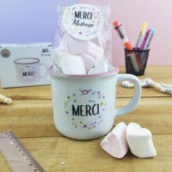 Mug "Merci" Rempli De Coeur En Guimauve X 10 - Cadeau Maîtresse